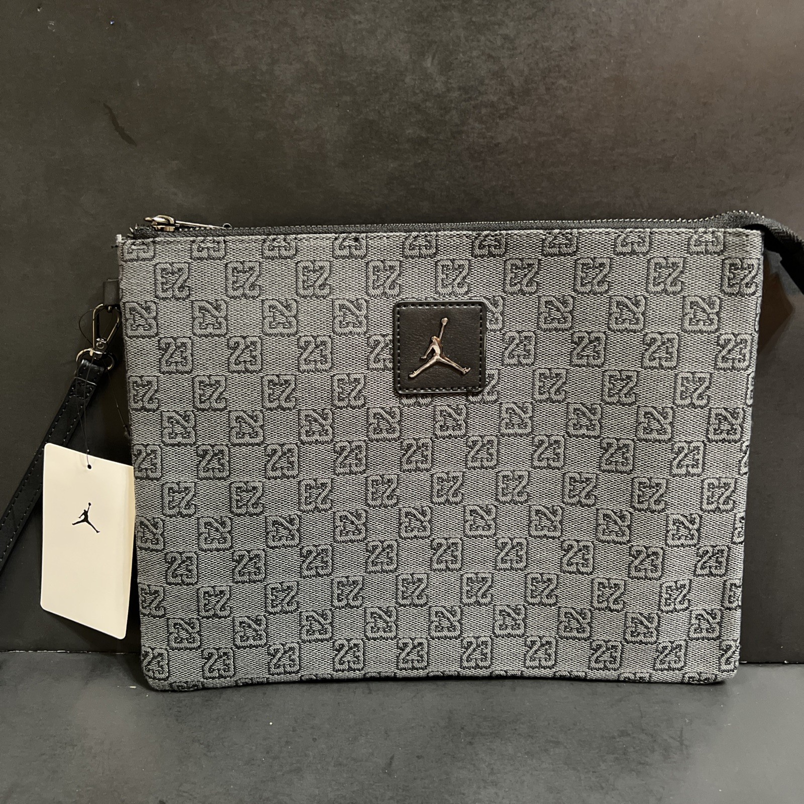 NIKE AIR JORDAN MONOGRAM POUCH MM0897-G9Q DK SMOKE GRAY NWT