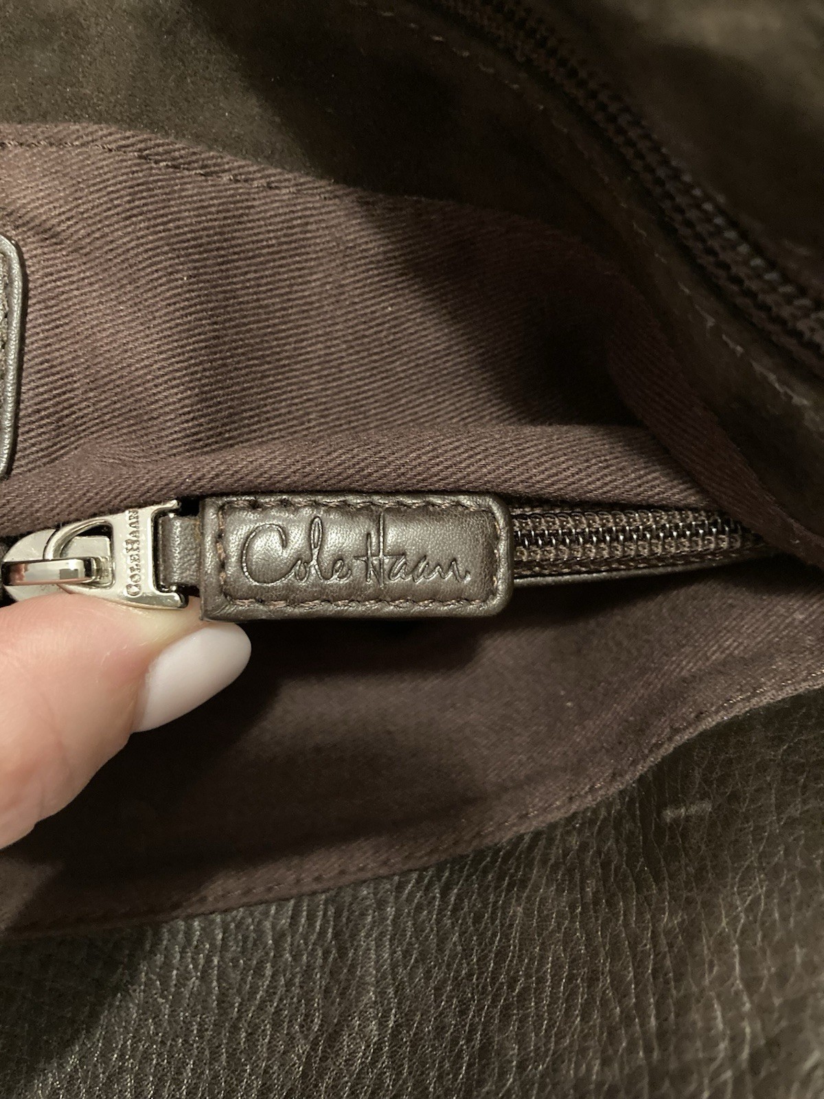 Cole Haan Brown Pebbled Soft Leather Messenger Bag