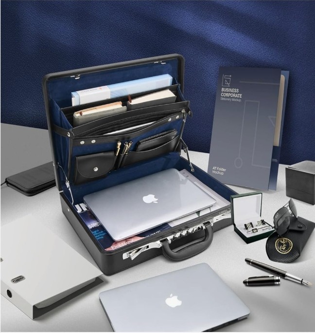 Luxury Briefcases for Professional Leather with Lock Hard Shell WE SHIP OVERSEAS