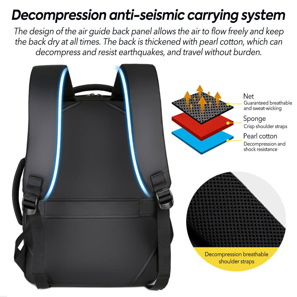 Travel Backpack Men Business School USB Bag 15.6 Inch Laptop Backpack Anti Theft