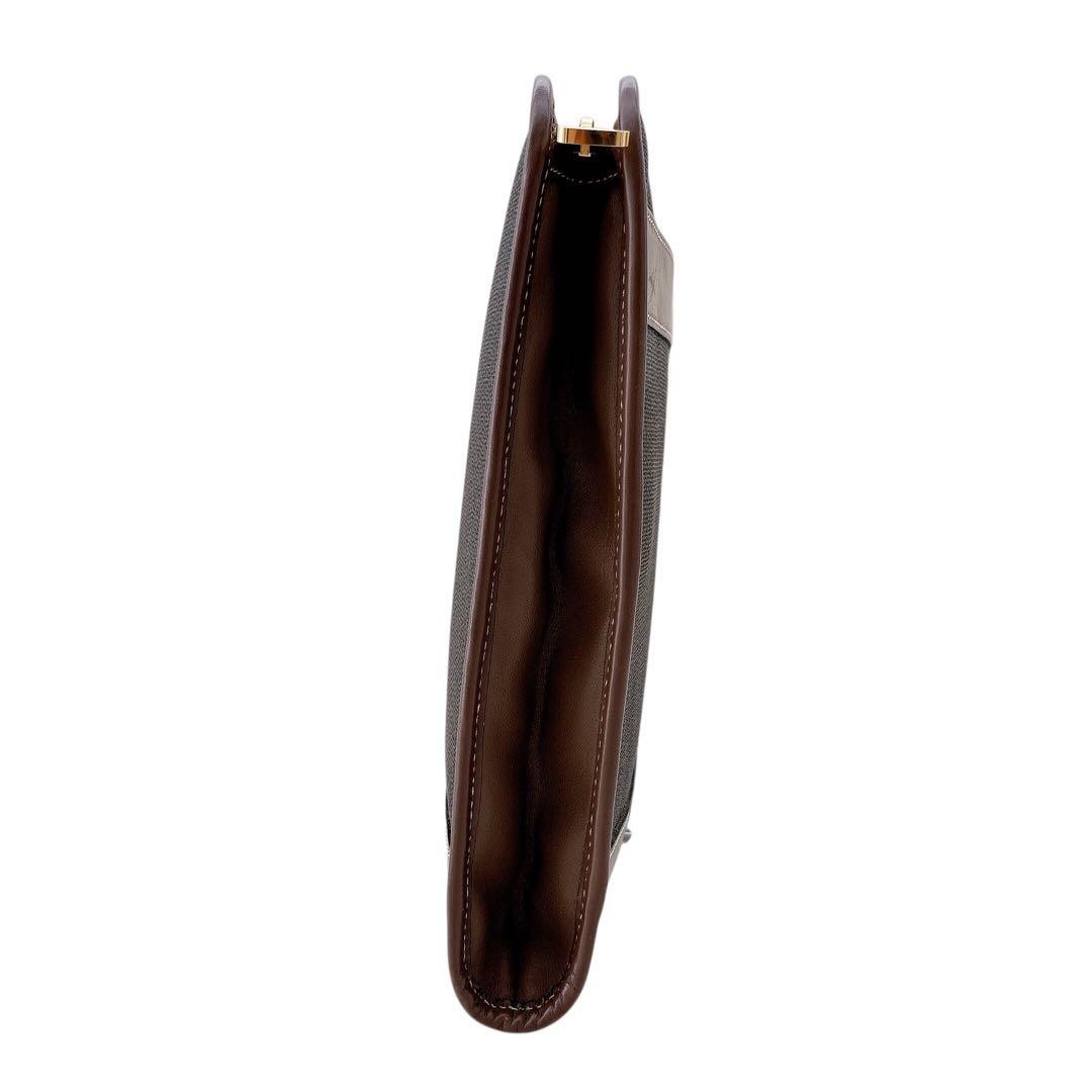 Dunhill Dark Brown PVC Leather Clutch Bag Men’s Size 28cm Authentic