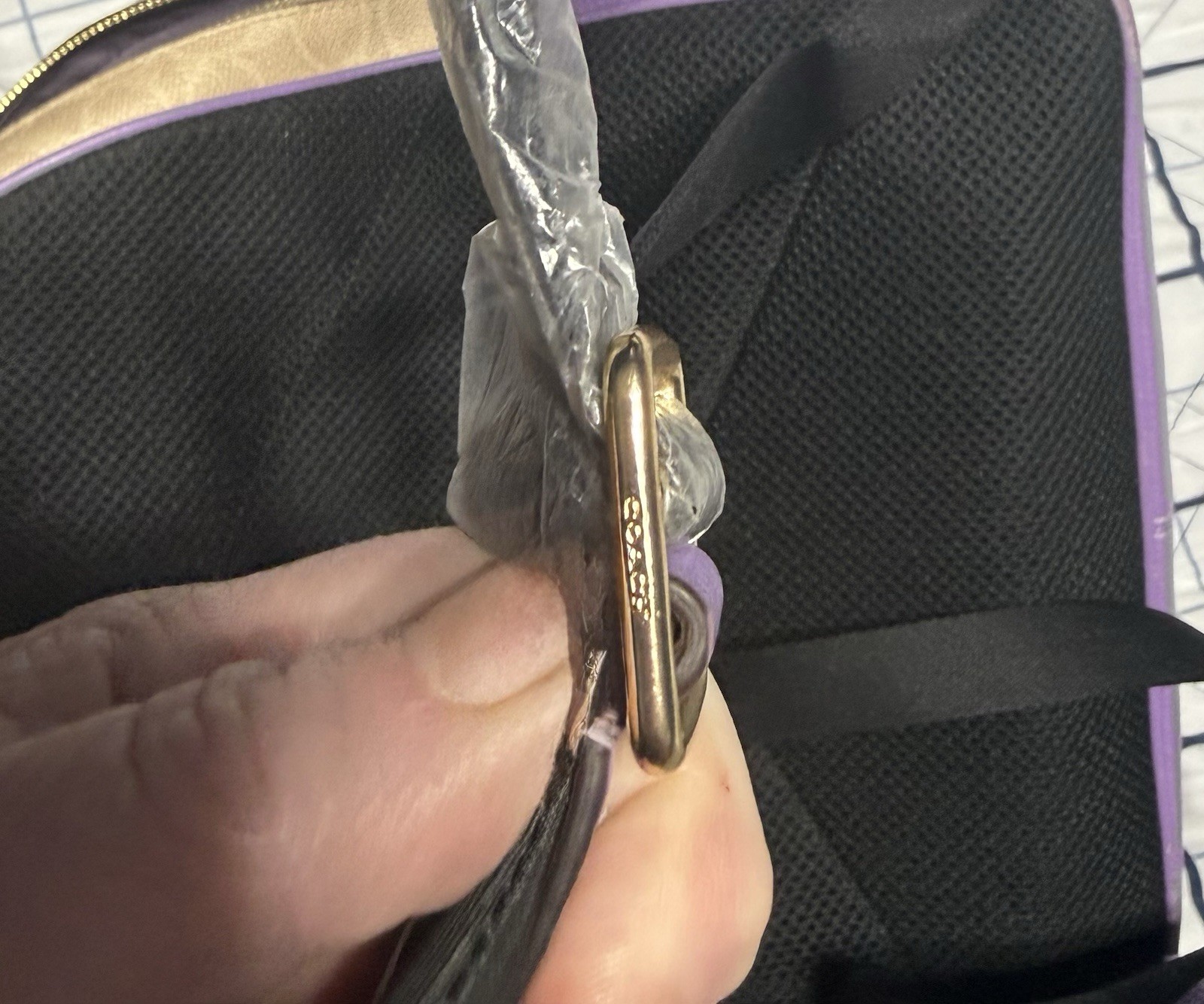 Coach Logo Backpack Purple Beige Zip Closure Adjustable Strap