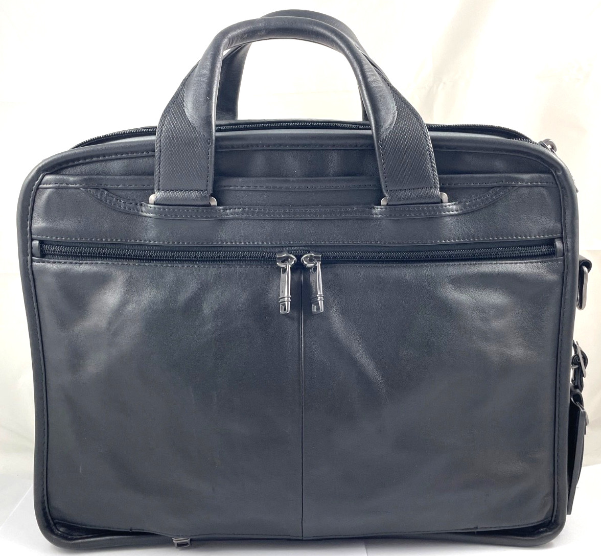 Tumi Alpha 3 Organizer Leather Briefcase Laptop Carry Bag Black 117320 Reg $895