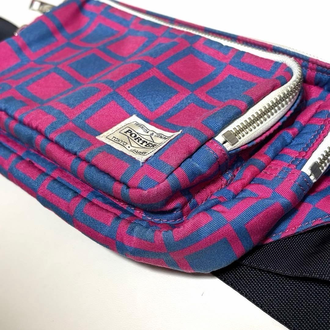 Porter Japanese Traditional Pattern Waist Back Checkered Pink Men Rare yoshida k