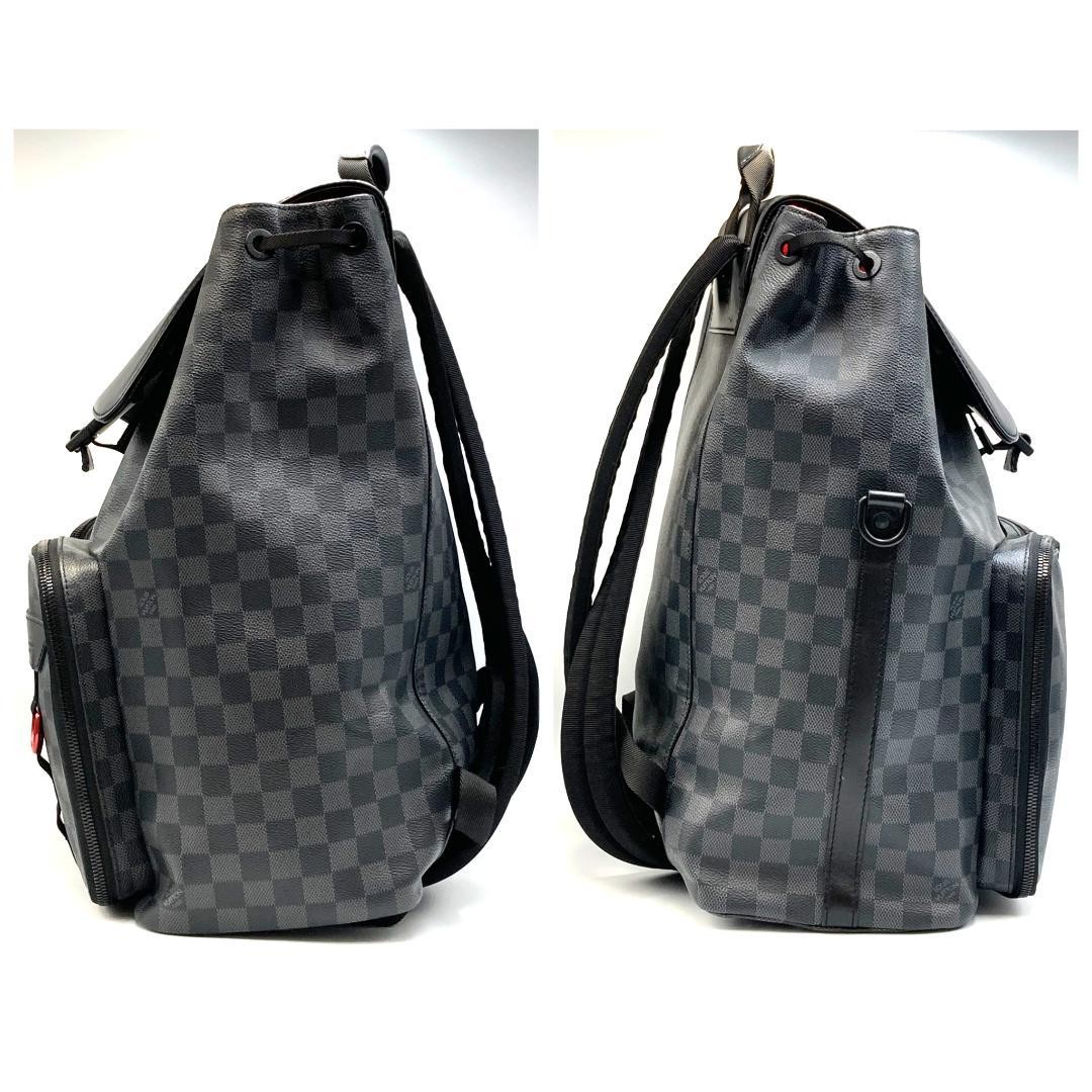 Louis Vuitton Utility Backpack Damier Graphite Black Gray Canvas Leather D-ring