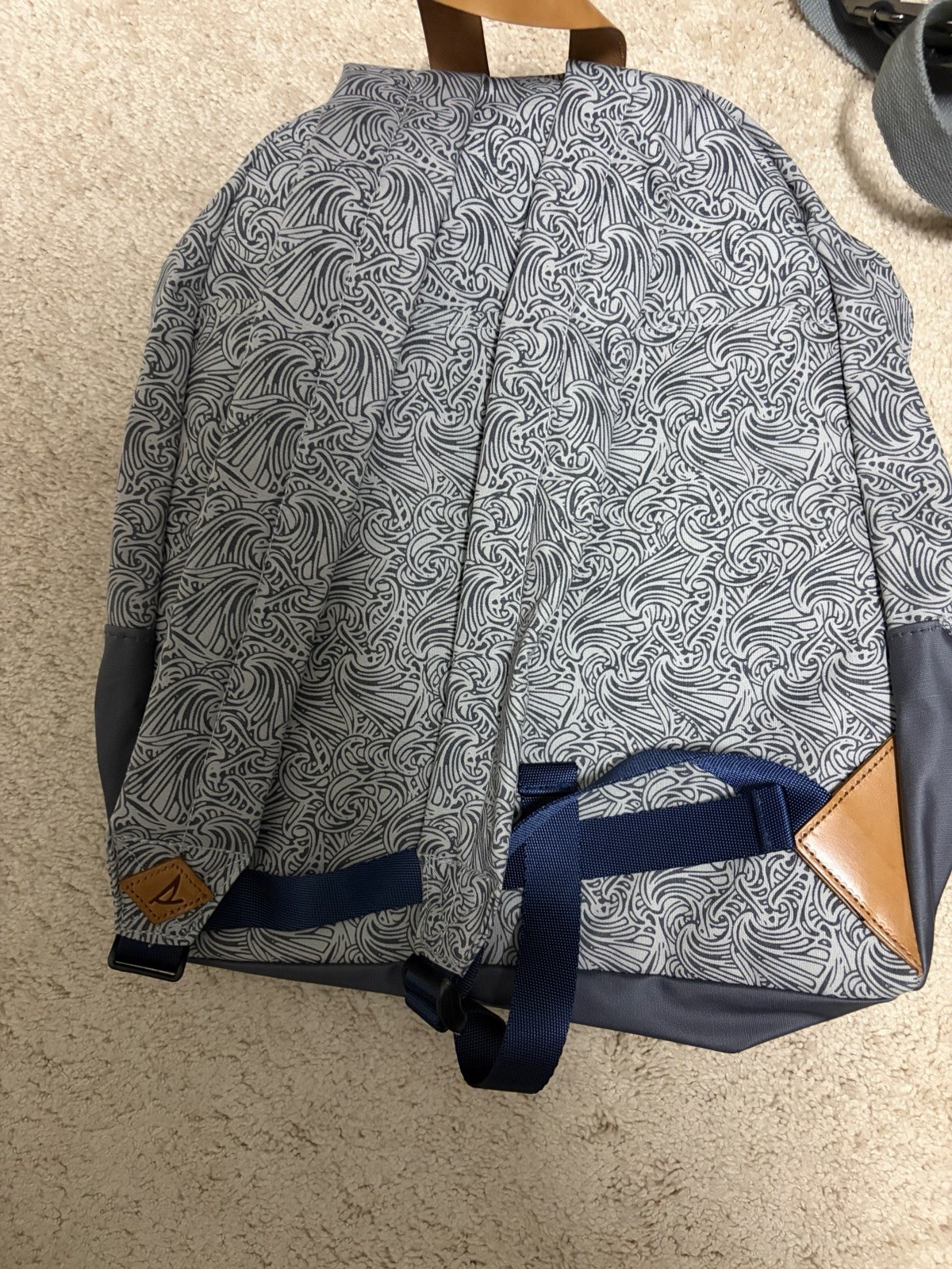 Sperry Backpack Gray Navy Waves Boat