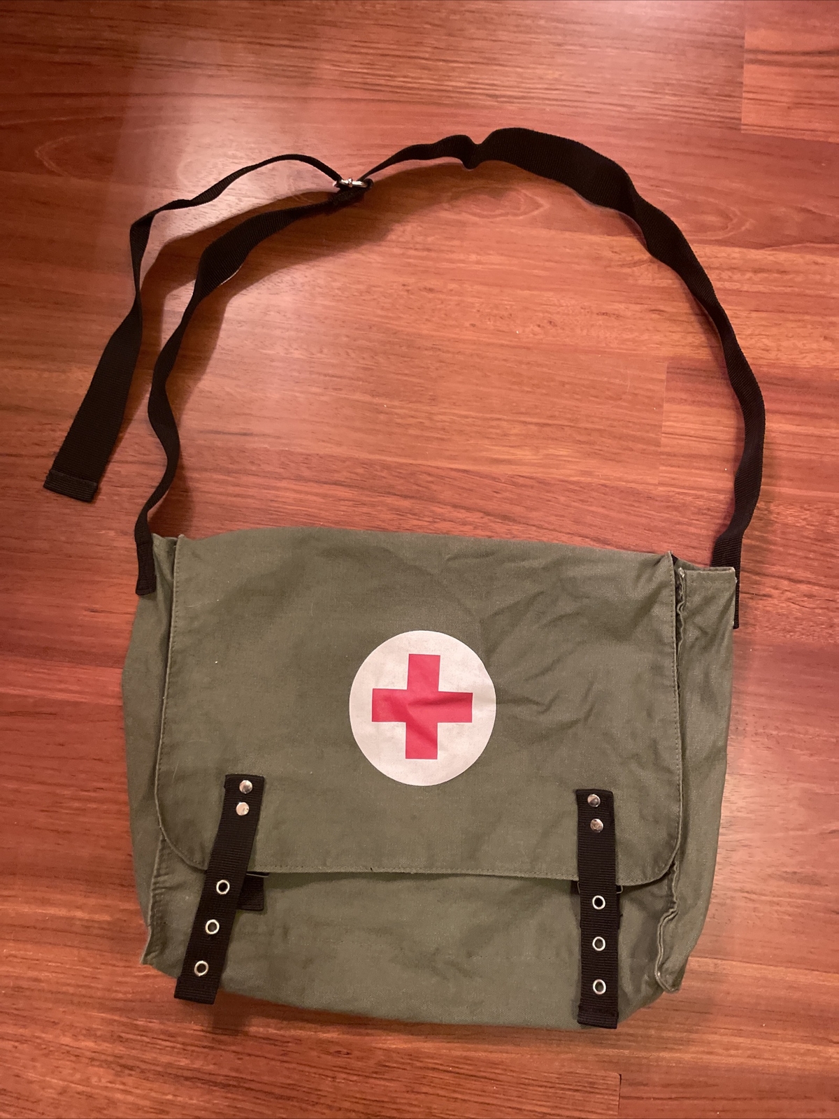 EUC Army Green First Aid Logo Satchel Messenger Canvas Bag Fun And Functional