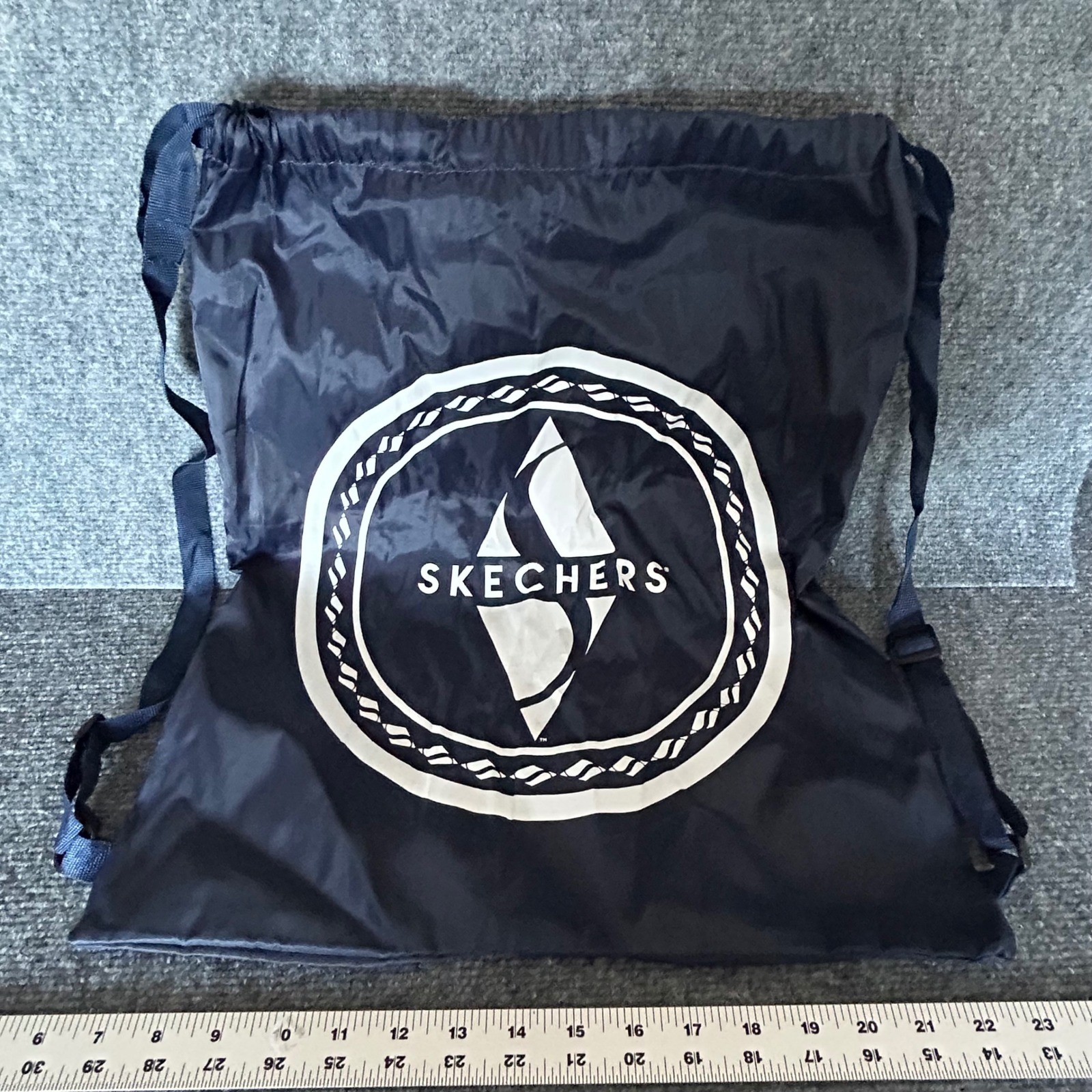 Skechers Drawstring Cinch Backpack Navy Blue Graphic Logo Gym Bag C41