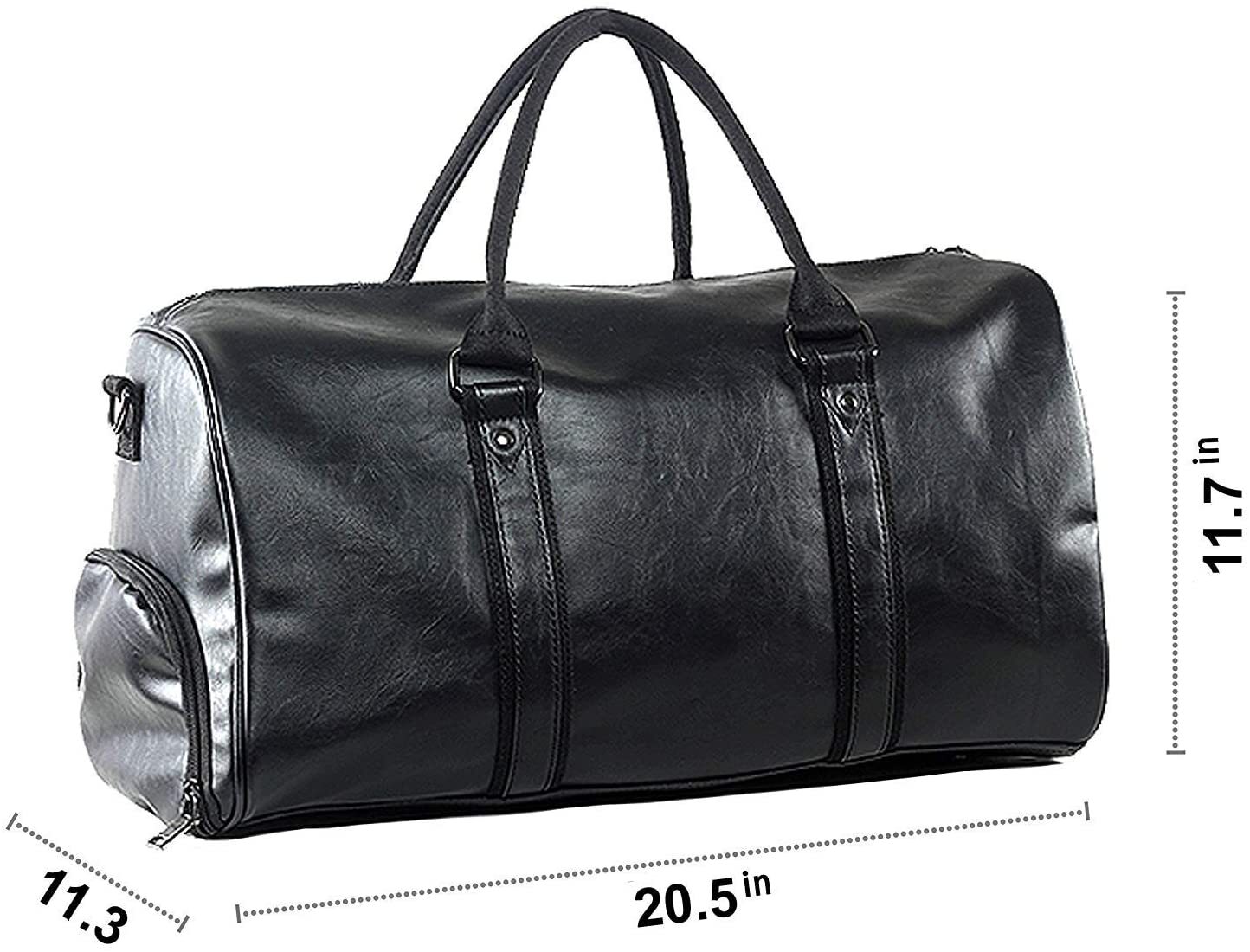 Weekender Oversized Travel Duffel Bag With Shoe Pouch Leather Carry On Bag