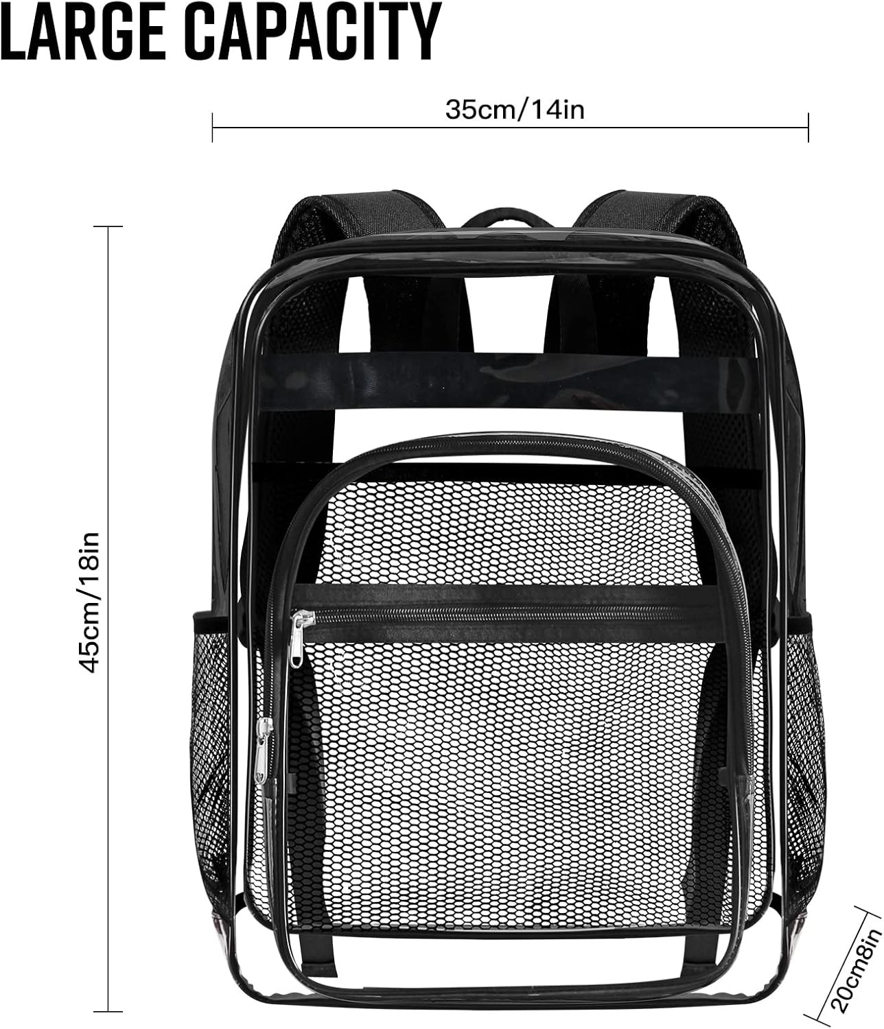 Clear Backpack,Sturdy Shape Heavy Duty Large Clear Backpack