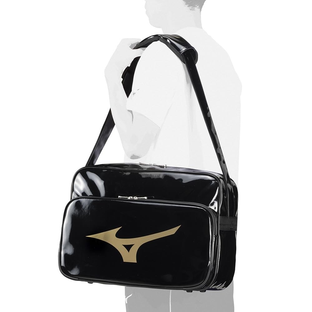 Mizuno Volleyball Baseball Enamel Shoulder Bag 33JSB212 Black Gold From Japan