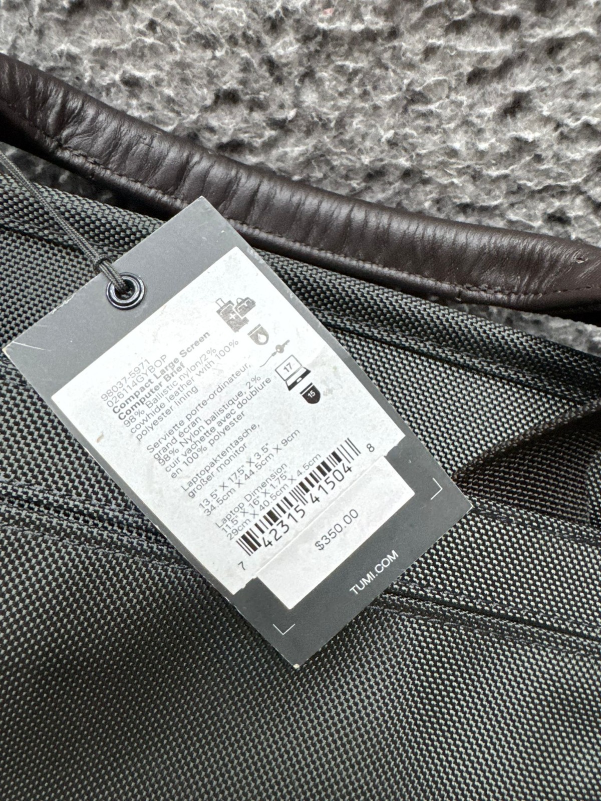 NWD Tumi Compact Large Screen Laptop Brief Bag Black 13.5″ x 17.5″ x 3.5″ $350