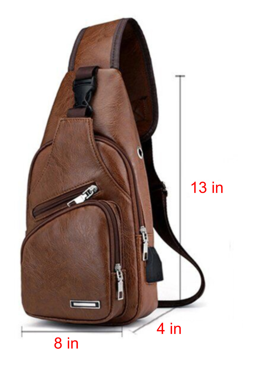 Sm Crossbody Sling Chest or Shoulder Bag w/Charging Port & Earphone Cable Hole