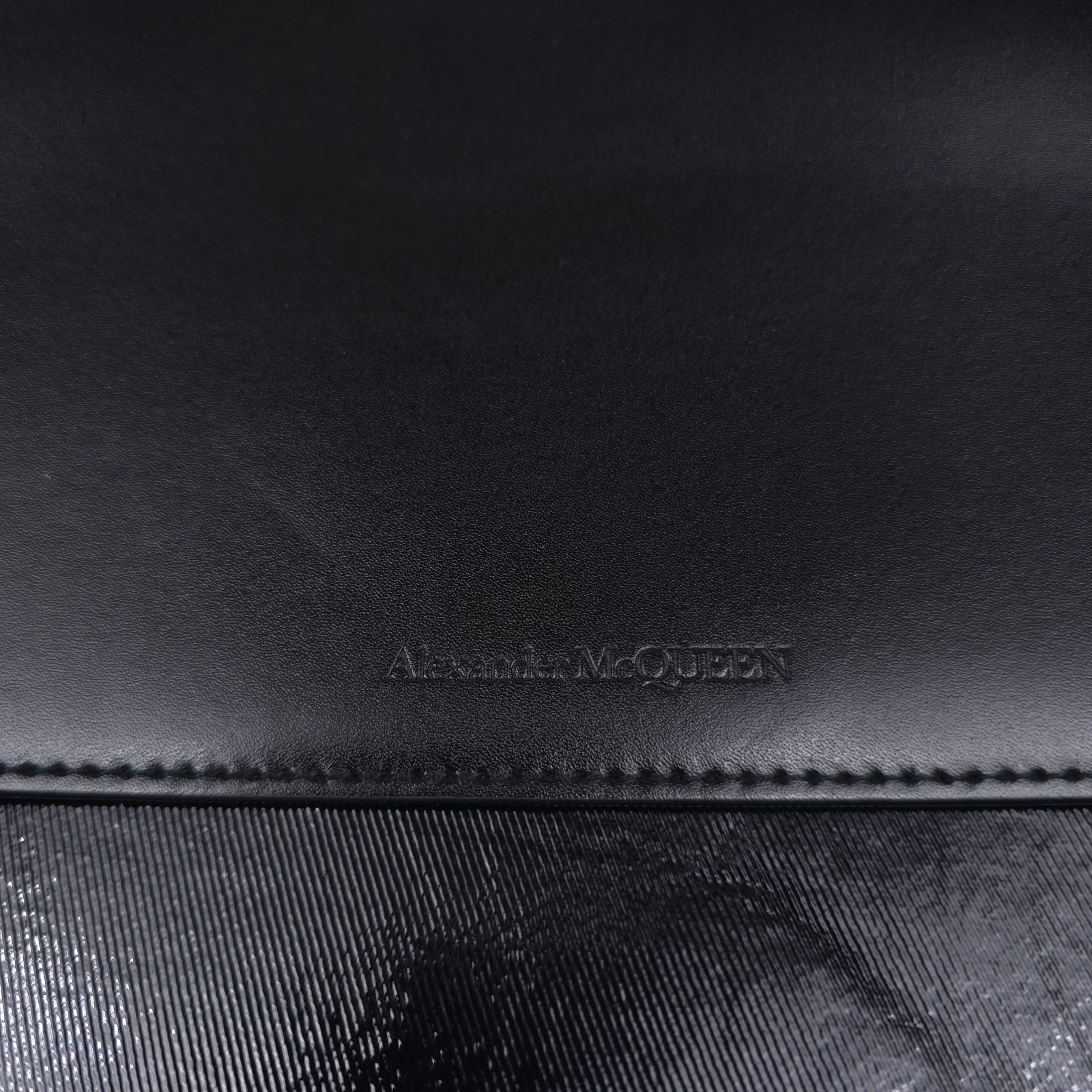 Alexander McQueen Black Faux Leather Shopper Tote Bag Mens Authentic Italy