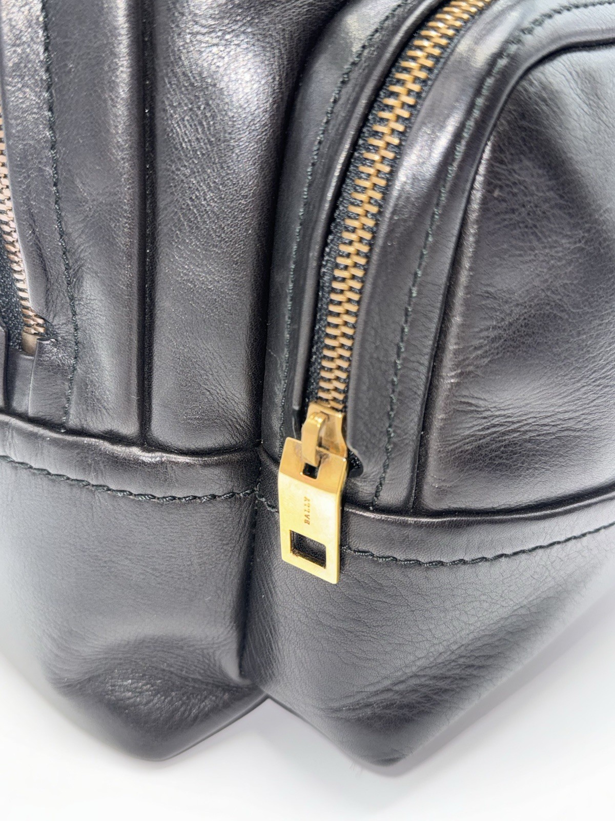 Bally Thunder Leather Backpack Black Calfskin Gold Hardware Luxury Designer Bag