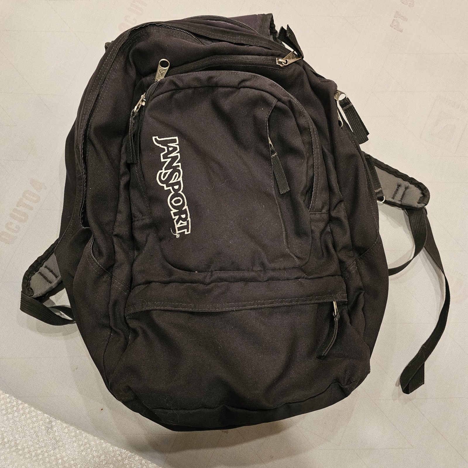 Vertical Jansport Logo Black Hiking Student Large Backpack tb5o0311 B78