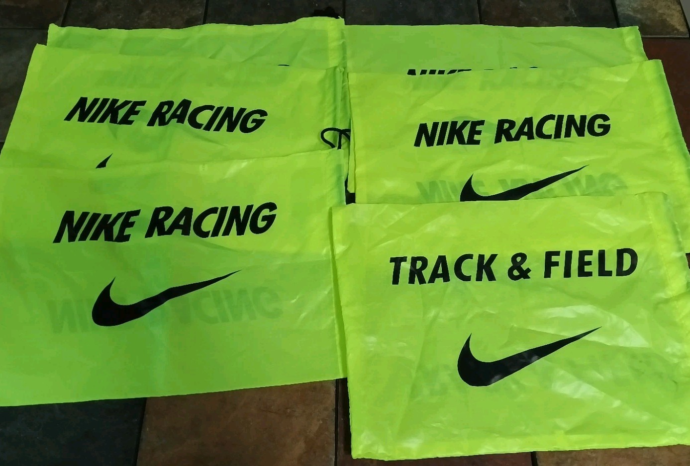 Lot of (6) Nike Racing Track Drawstring Tote Carry Dust Shoe Bag Volt-Yellow