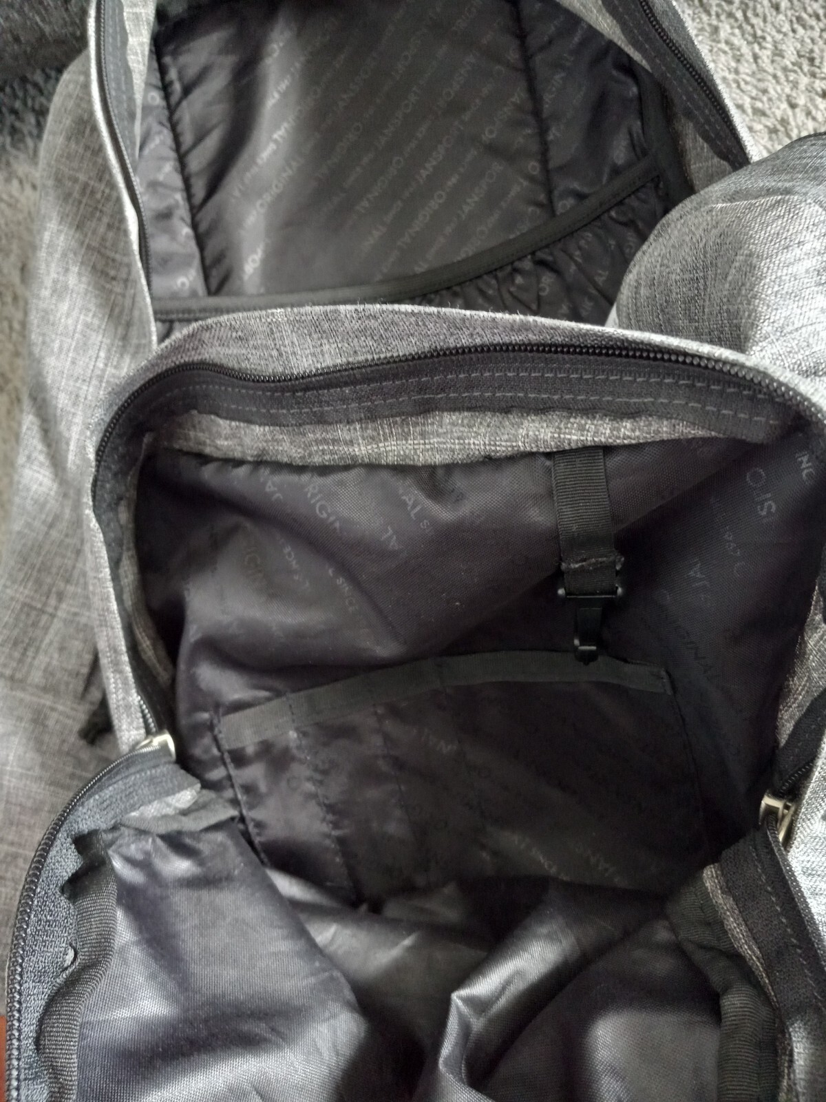 Jansport Backpack Cool Student Laptop Gray Faux Brown Leather
