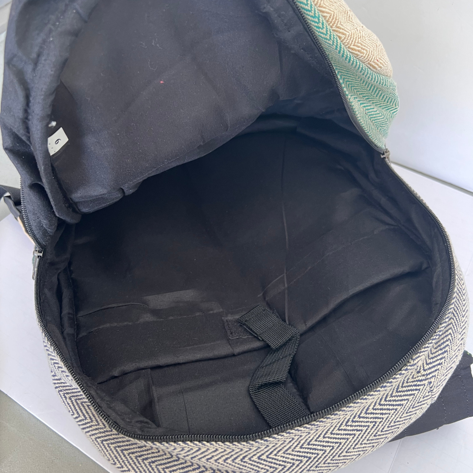 Himalayan Hemp THC Free Backpack Made in Nepal Boho Woven Pattern Hippie Bag