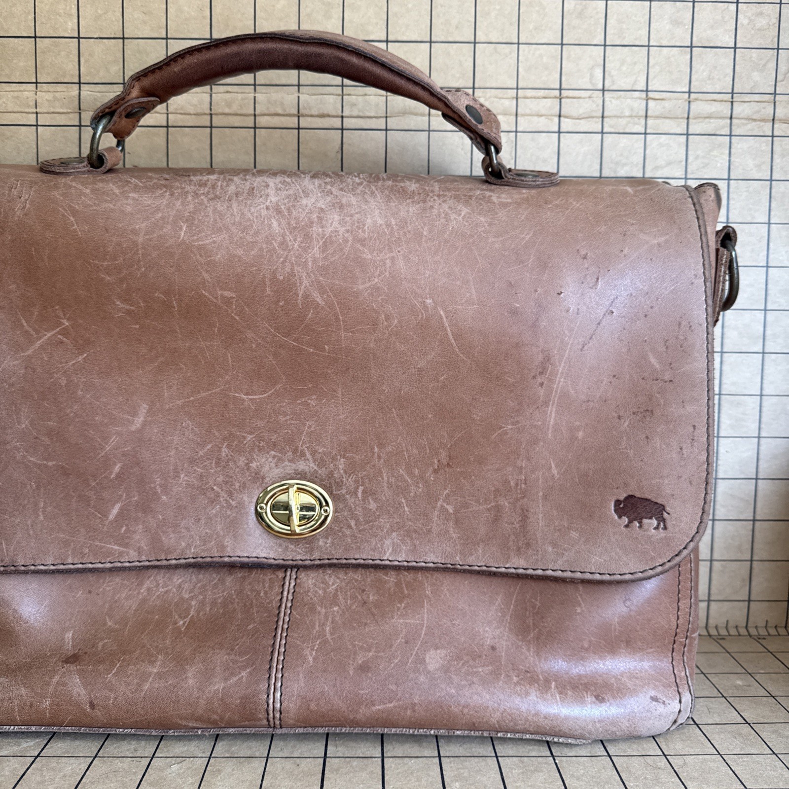 Buffalo Jackson Trading Co. Leather Laptop Messenger Briefcase Bag w/Strap