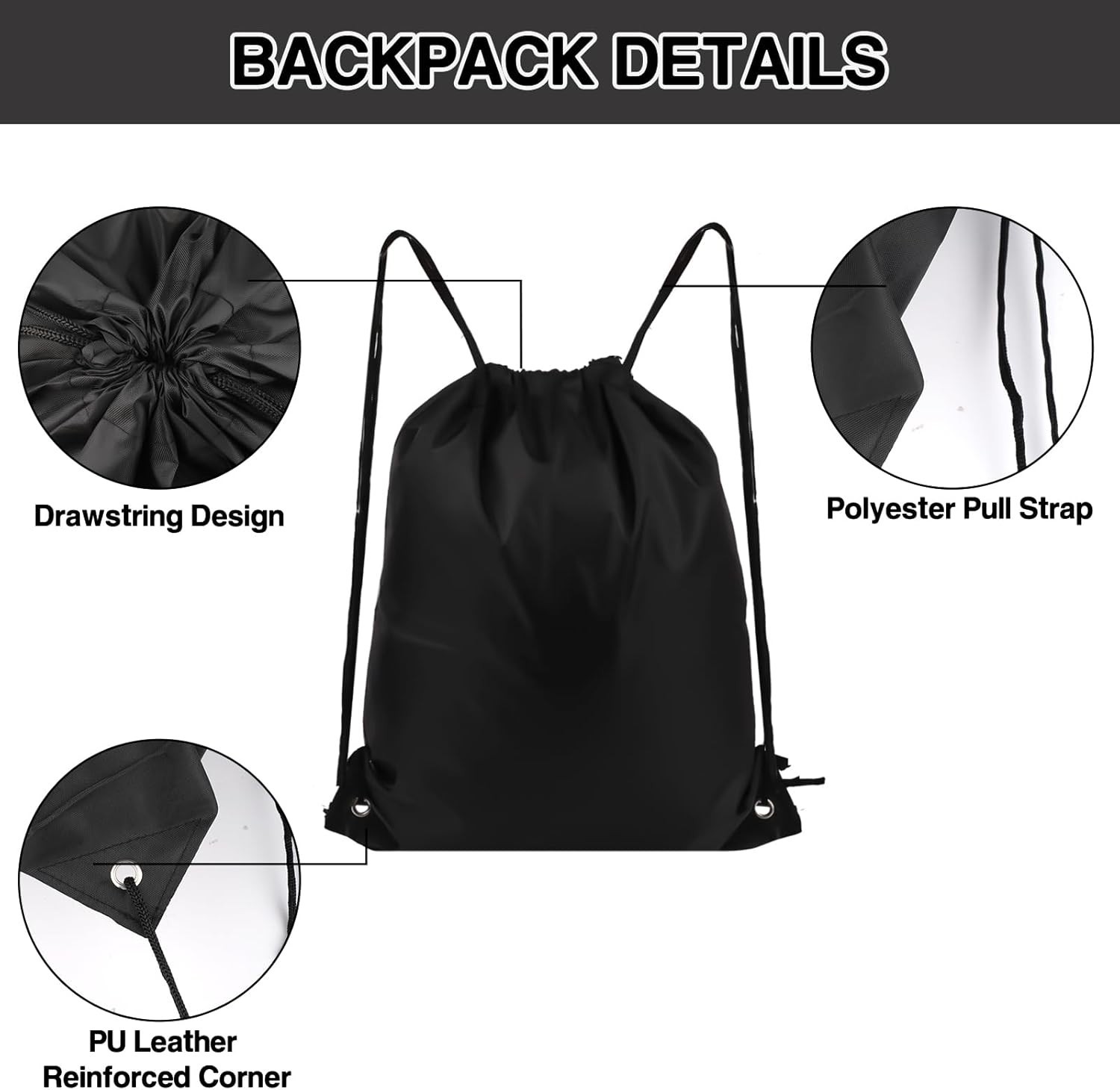Drawstring Backpack 6 Colors Drawstring Bags Draw String Back Bag (6 PACK)