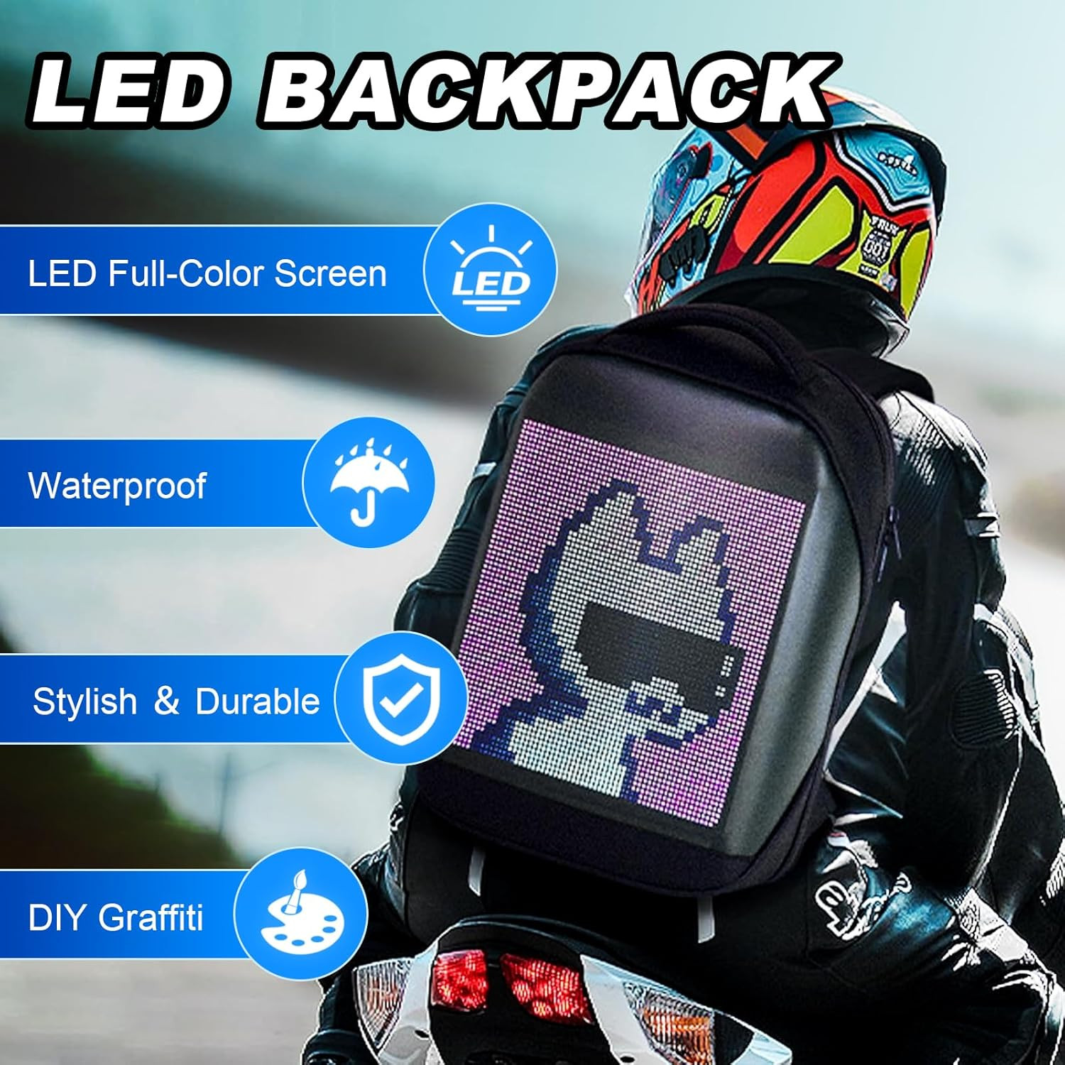 Smart Waterproof LED Backpack with App Control for Travel & Adventure