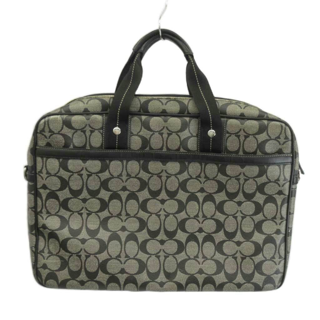 Coach Business Bag Briefcase PVC Leather Black 10×4.5in Used B