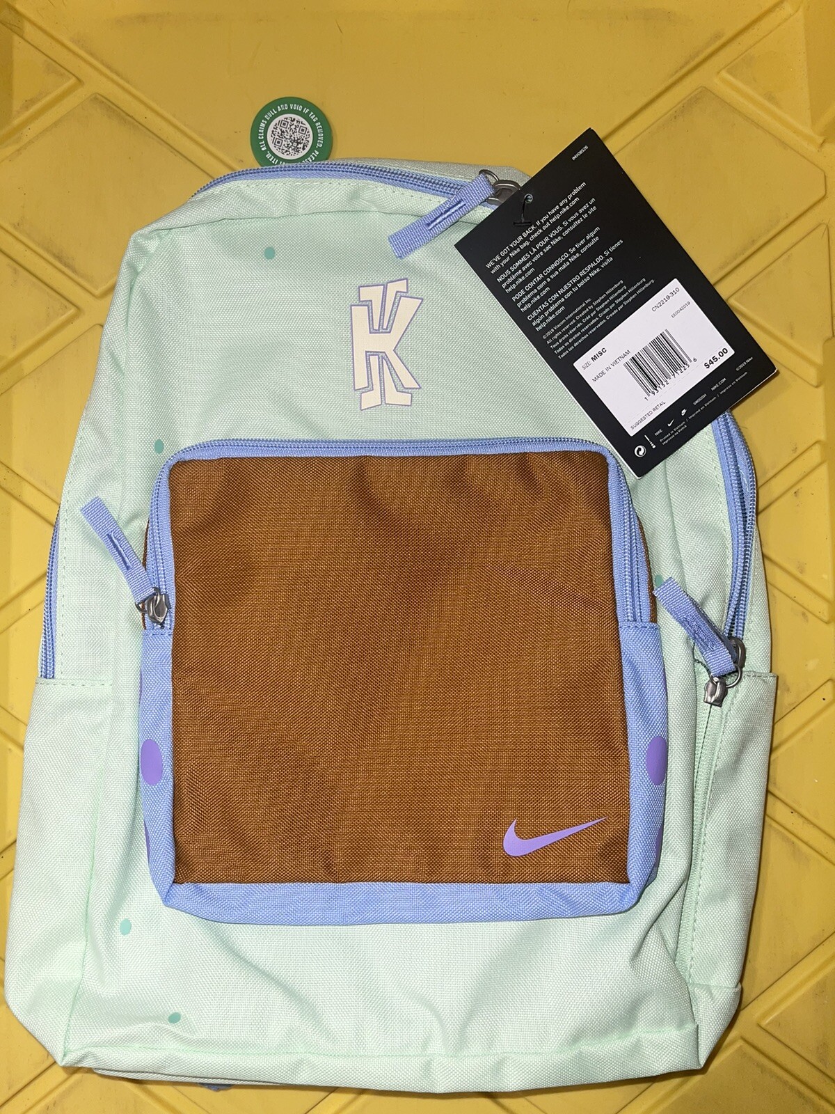 NIKE KYRIE Squidward KIDS YOUTH BACKPACK BAG frosted Spruce CN2219-310 SpongeBob