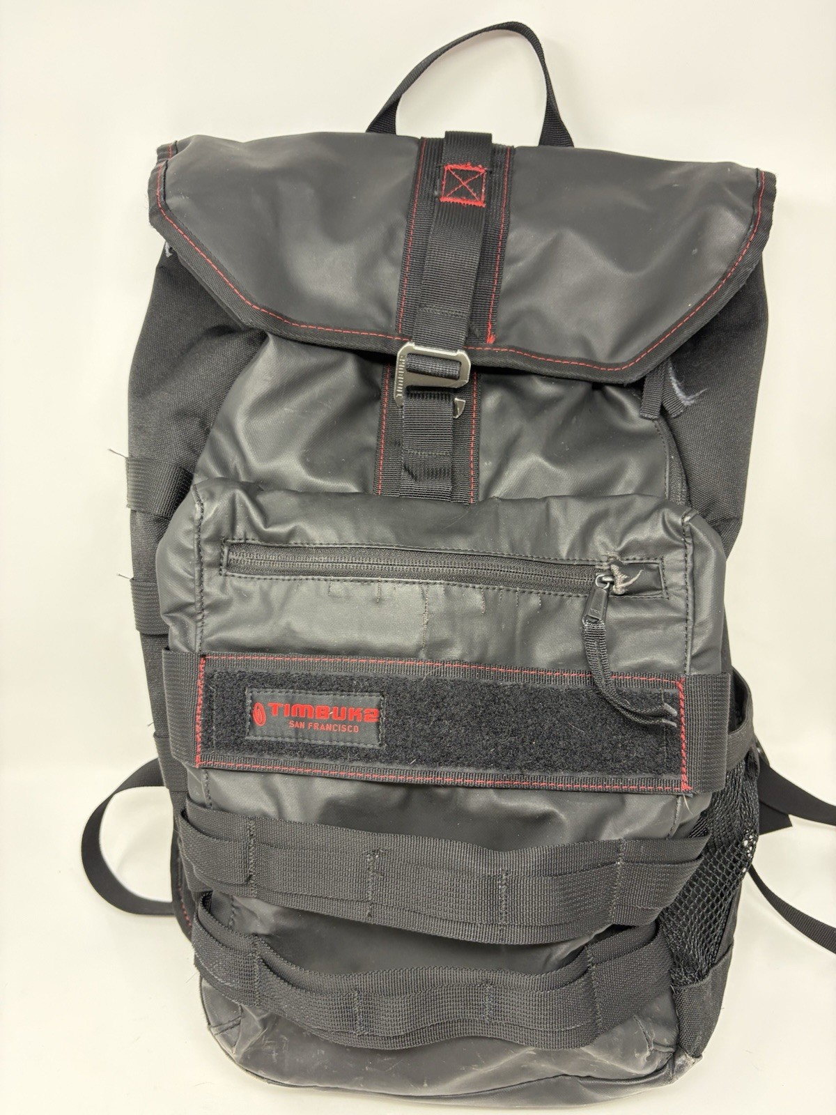 Timbuk2 Spire Black/Red Roll-Top MacBook Backpack Weather Resistant