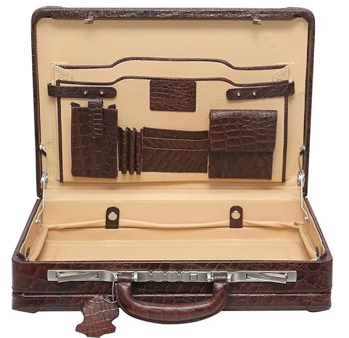 Real Leather Cowhide CROCO Briefcase 12x18x5 inches with Number Lock BC01