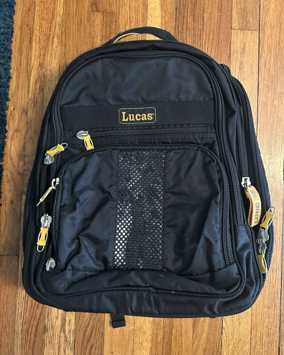 Lucas Black Backpack, Zip Closure, Adjustable Strap, Pockets, Medium Travel