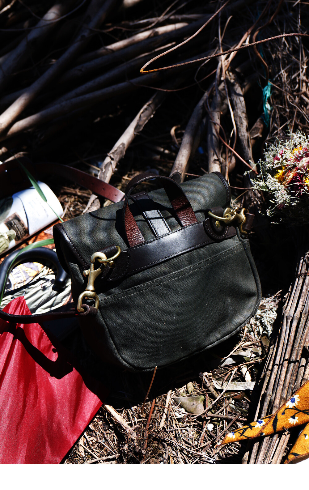 Messenger Bag Waterproof Olefin Canvas Cowhide Shoulder Strap Unisex Retro Bag