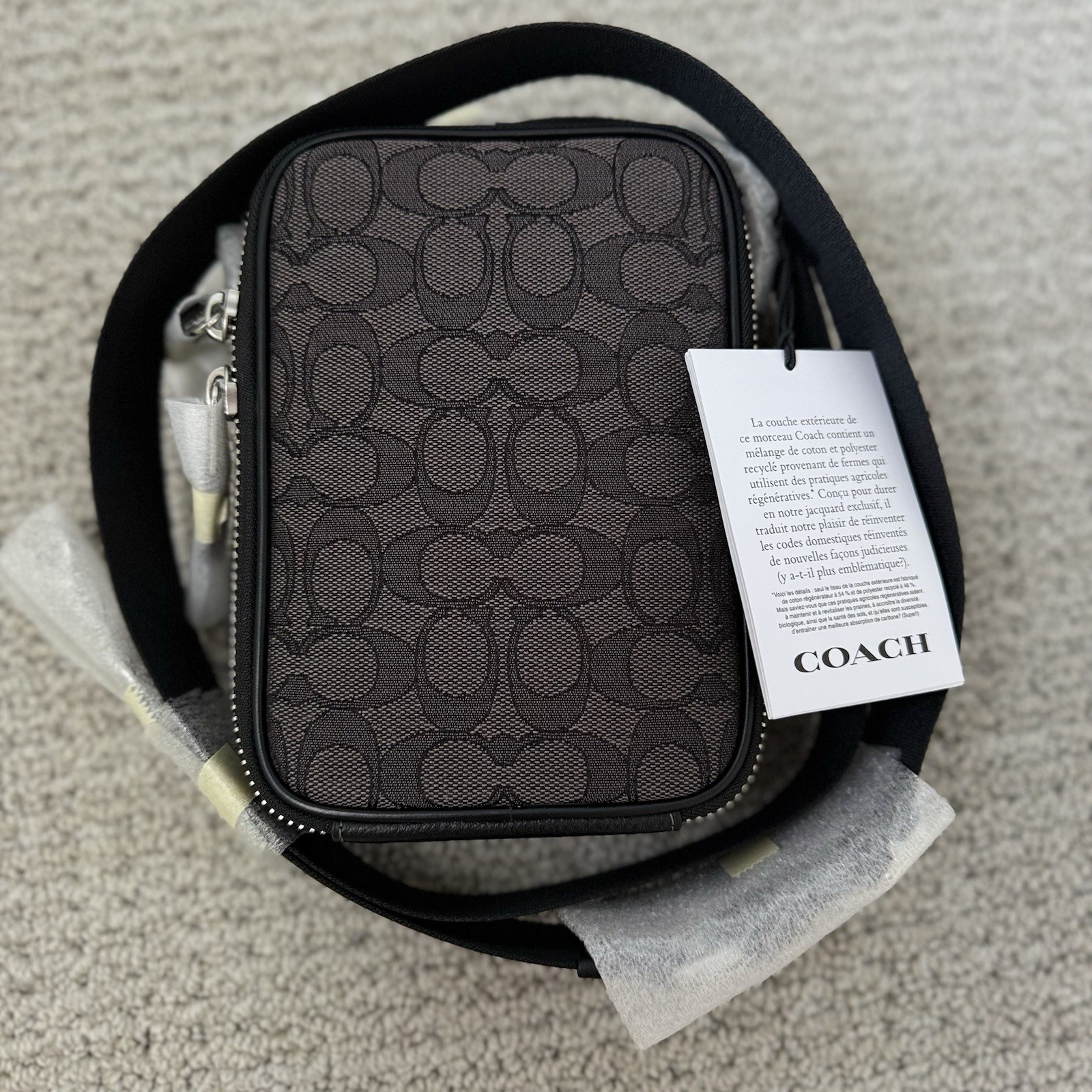 🖤🩶 100% AUTH COACH Stanton Crossbody Bag In Signature Jacquard Black CH097 NWT
