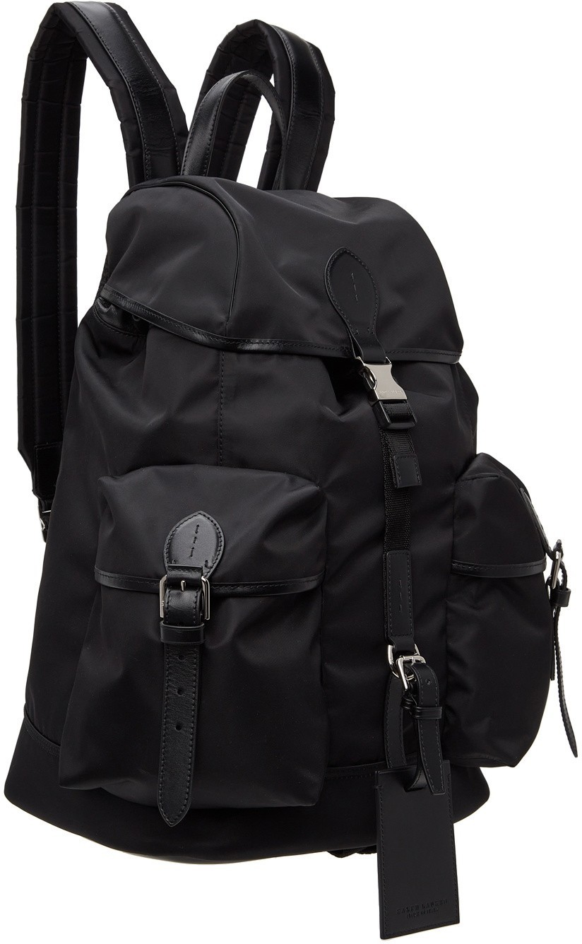 Ralph Lauren Purple Label Black Nylon Leather Twill Backpack New RRP £1,695 UK