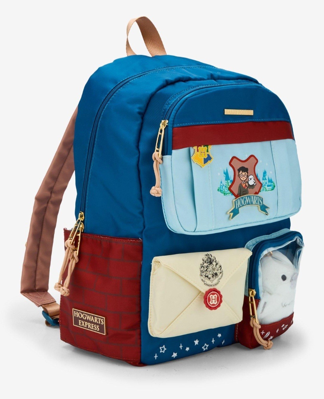 Harry Potter Hogwarts Express Multi-Pocket Backpack With Hedwig Plush! NWT