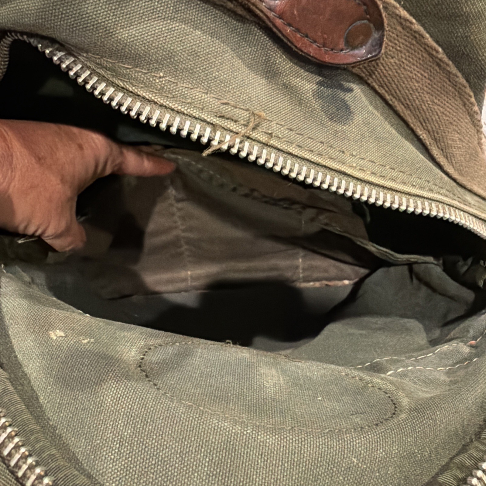 Orvis Battenkill Canvas Leather Backpack Green Brown Travel Outdoor Vintage READ