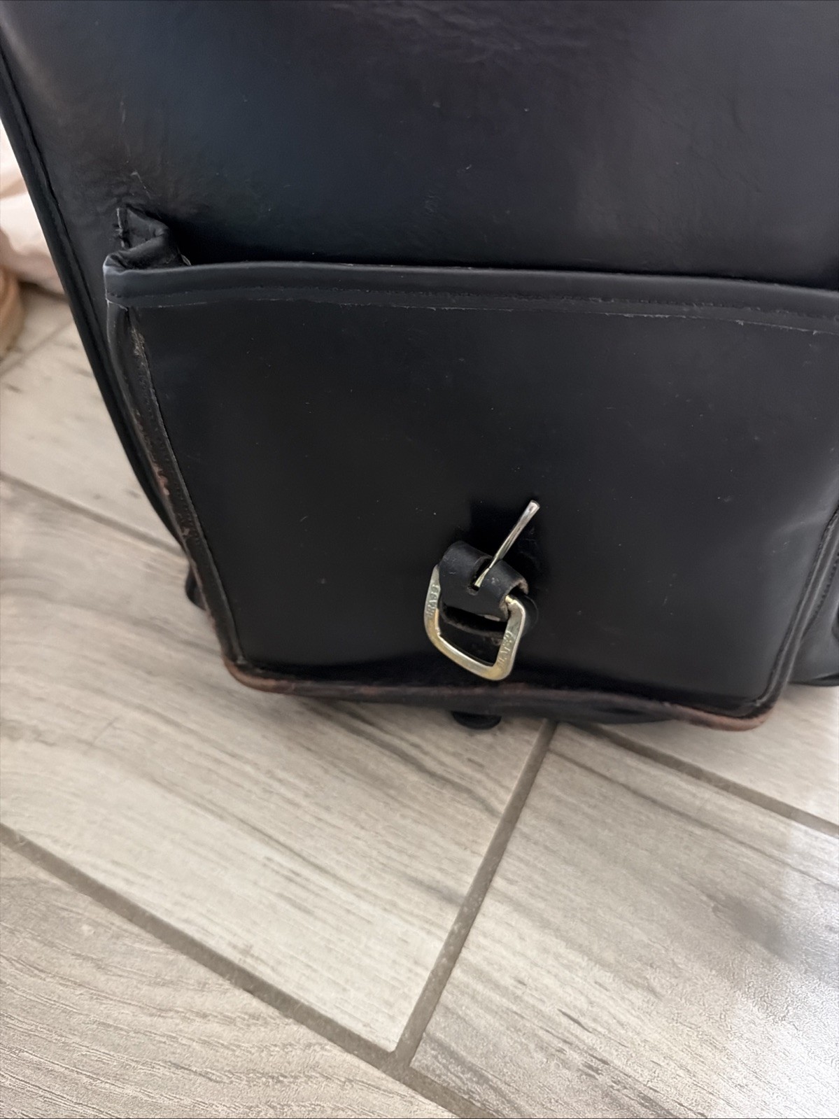 Vintage Black Thick Leather Backpack Briefcase Shoulder Bag Adjustable