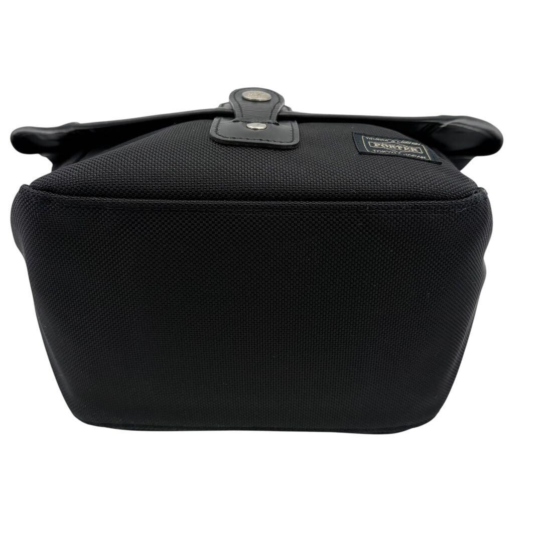 PORTER Black Leather Handbag Shoulder Bag Yoshida Kaban Japan Men Snap Closure