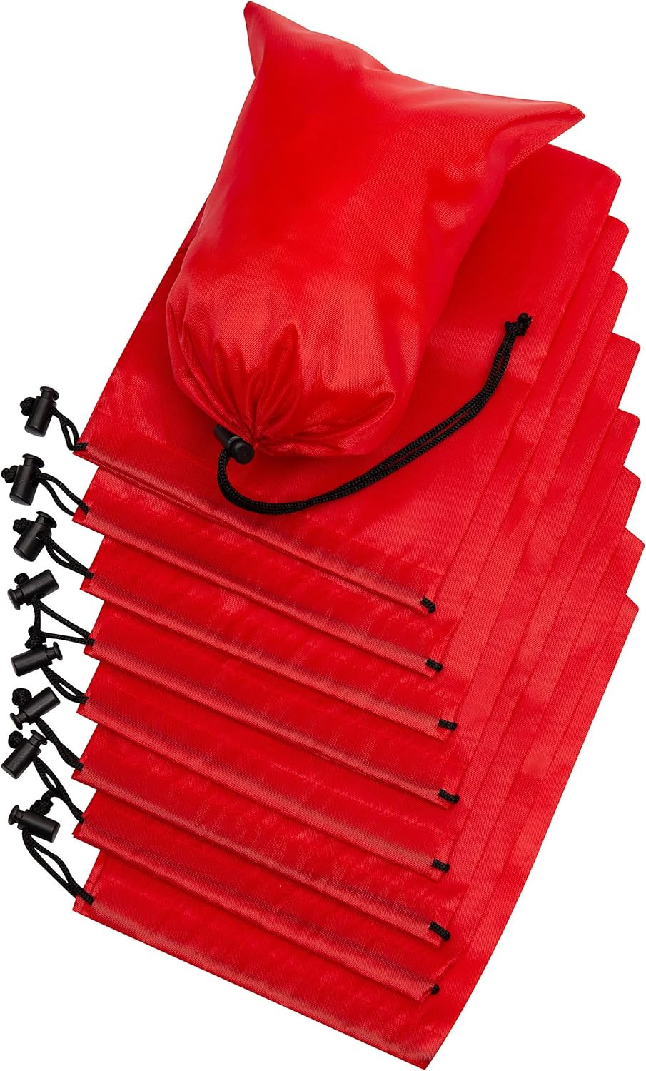 PALTERWEAR Drawstring Pouch with Toggle (6 X 8 Inch, 12 Pack, Red) Nylon Cinch a