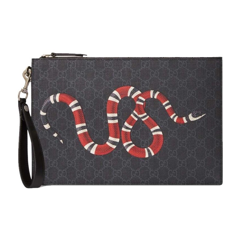Gucci Coral Snake Printed Vintage Logo Canvas Handbag Men’s 12×0.5×8.2 in