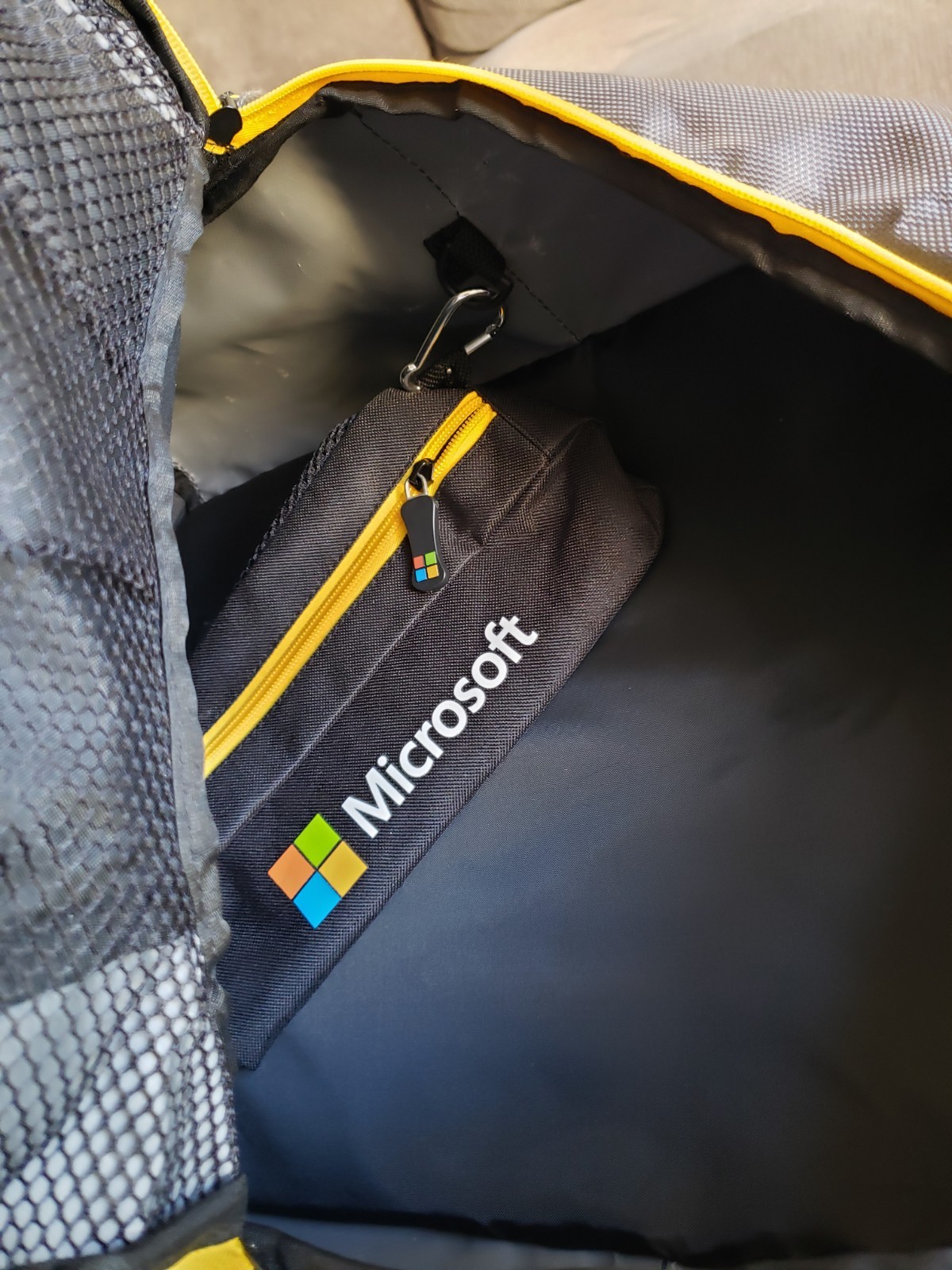 Vintage Microsoft Computer Laptop Backpack W/ Clip In Bag Grey Yellow READ DESC.