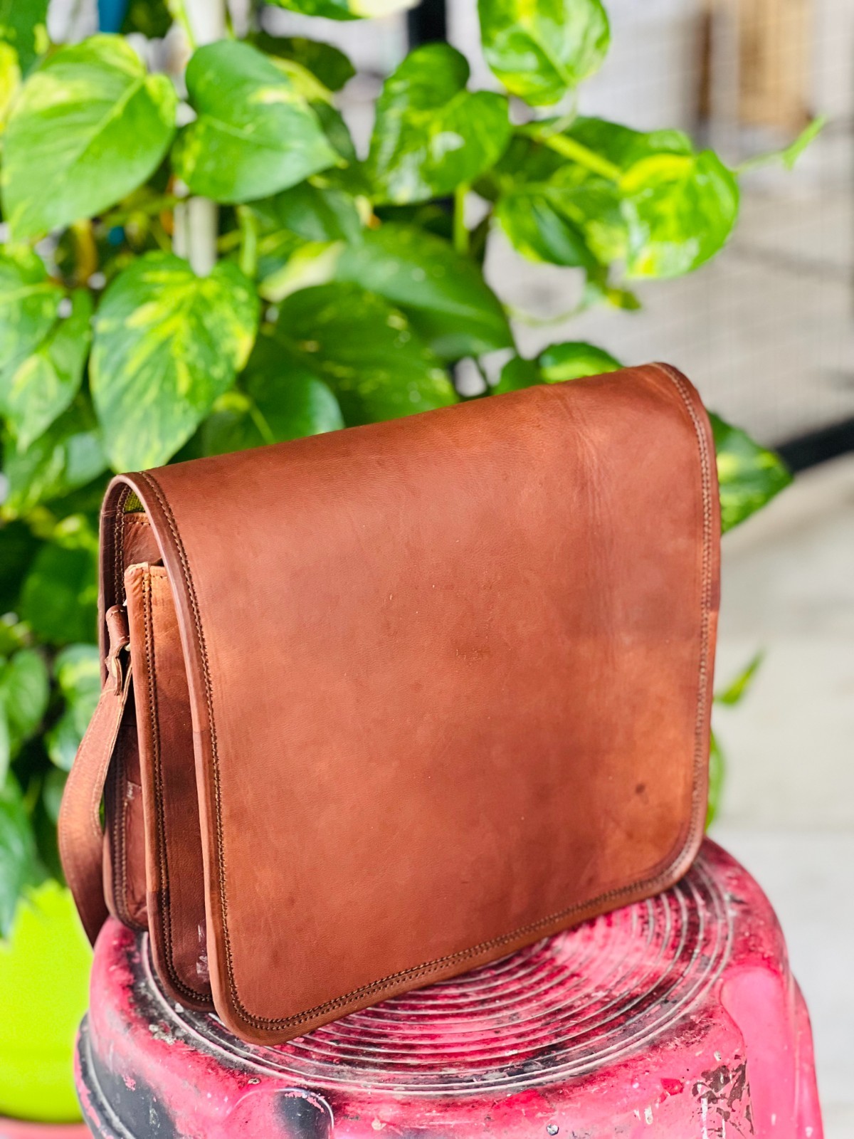 Handmade Vintage Goat Leather Laptop Messenger Bag Rare Men’s Briefcase Satchel