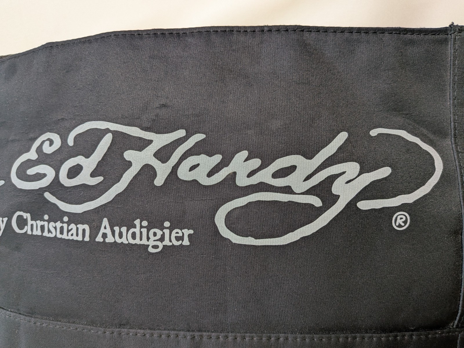 Y2K Ed Hardy Christian Audigier Messenger Bag Black Skull Tattoo Distressed