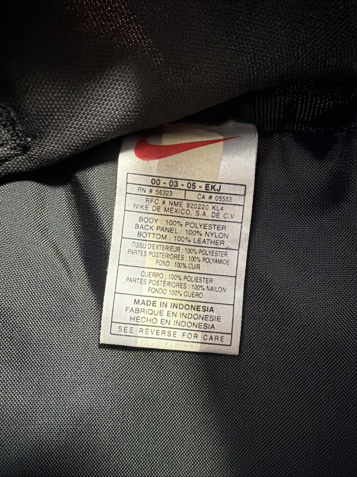 Vintage Y2K Nike Backpack Black Brown Suede Bottom Center Swoosh Rare