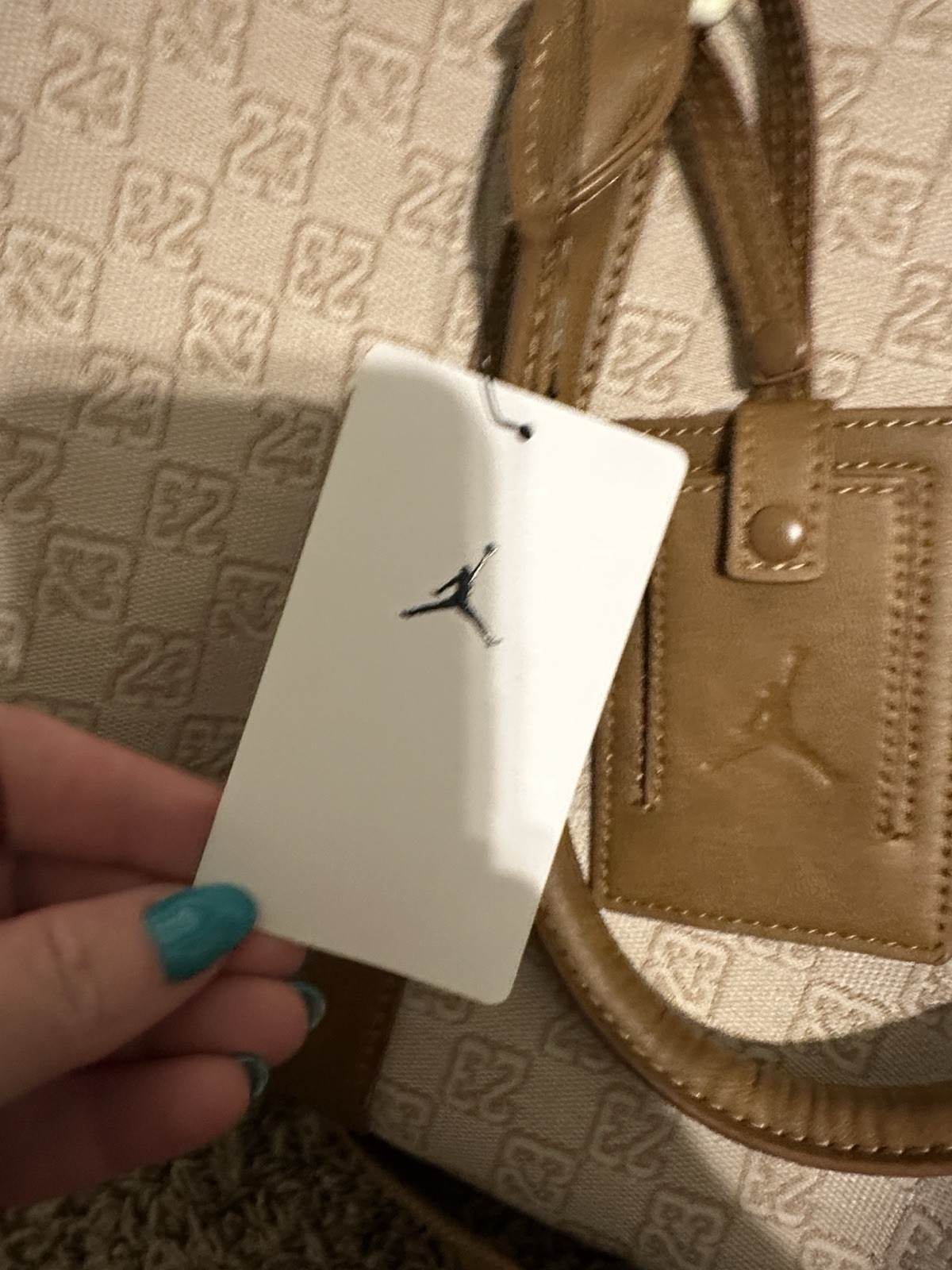 NWT Jordan Monogram Duffle Bag 20L Coconut Milk Beige Tan Travel Gym MA0759