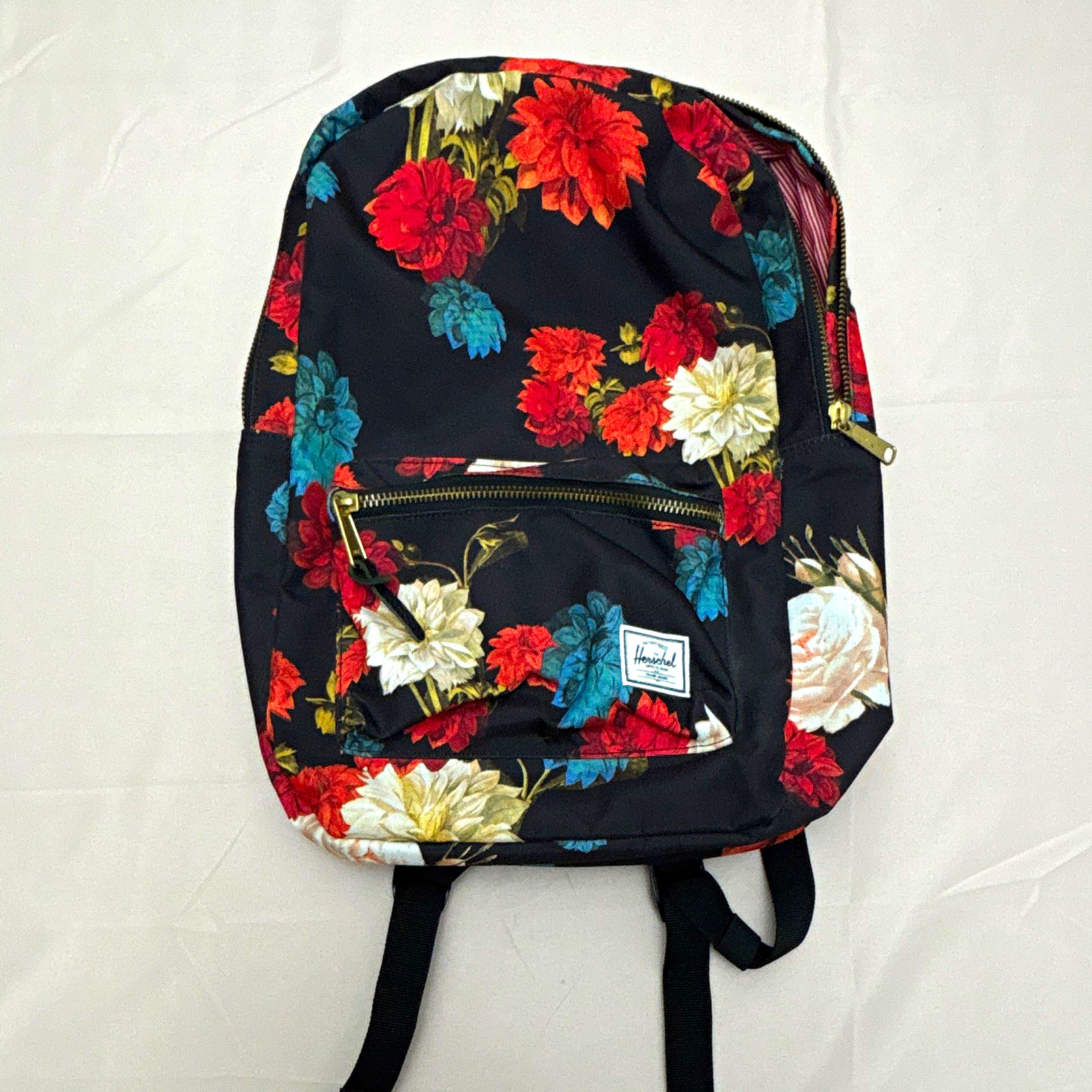 Herschel Supply Co Black Red/White/Blue Floral Backpack Pre-Owned
