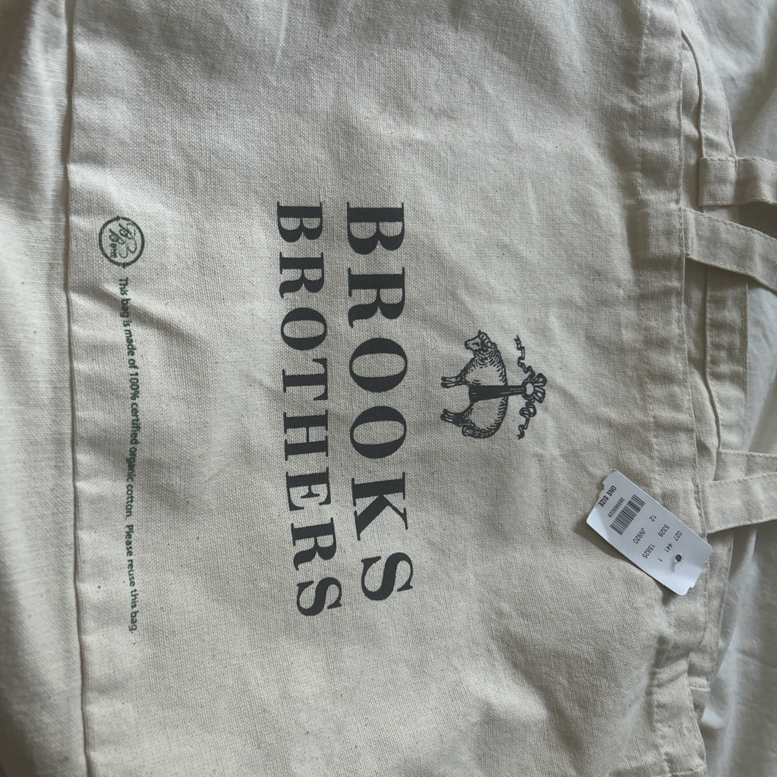 Brooks Brothers – Logoed Organic Cotton Canvas Tote Bag New With Tags
