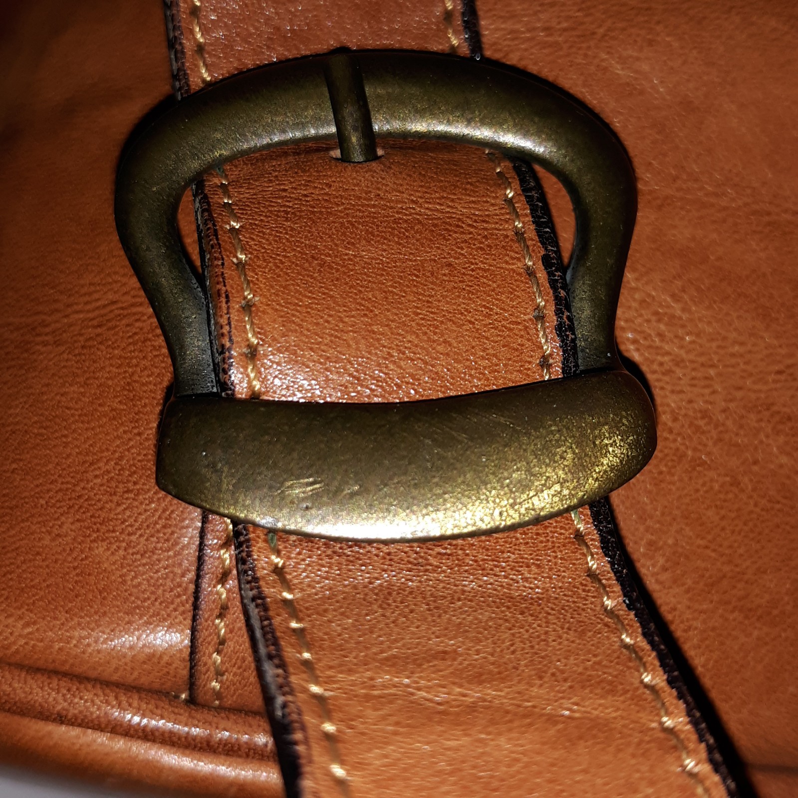 Vtg OROTON Australian Katoomba Backpack Leather Bag Cognac Drawstring Adj Straps