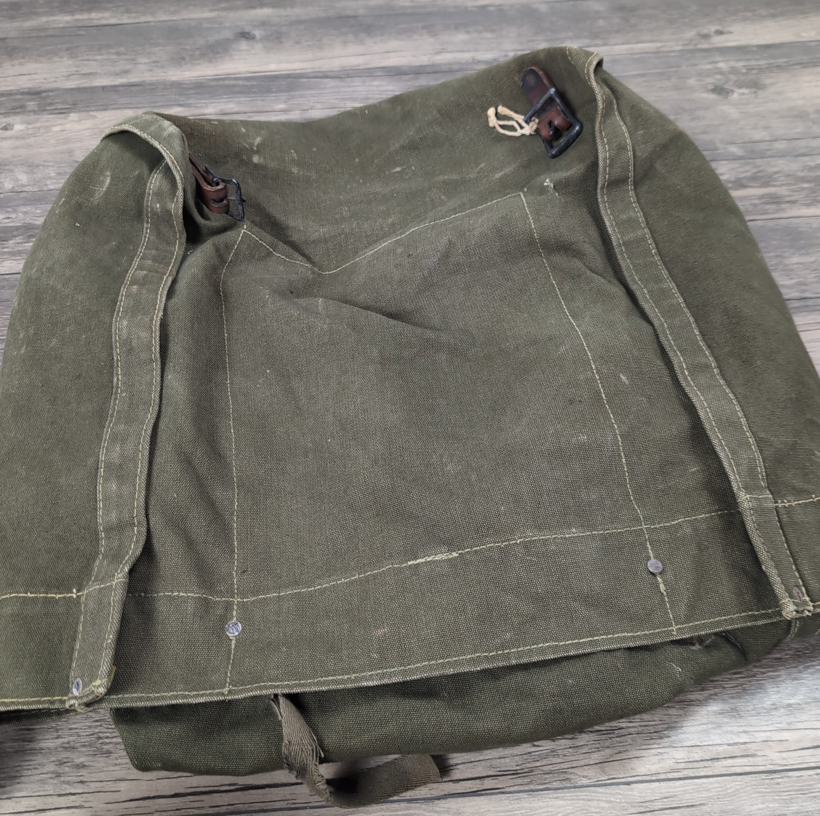 Vtg USFS Forest Service Olive Drab Canvas Leather Shoulder Bag Backpack Rucksack