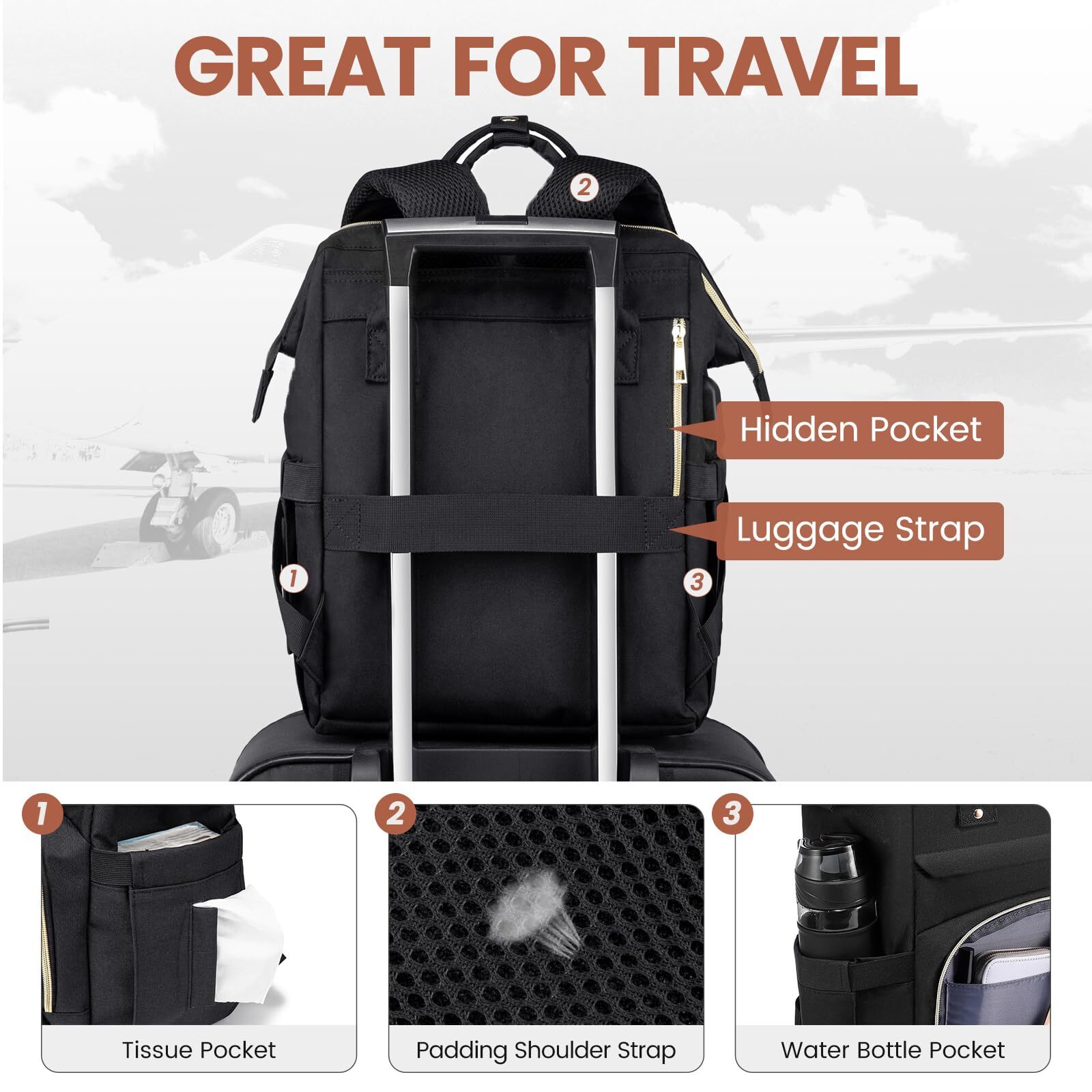 Laptop Backpack,15.6 Inch Professional Womens Purse Computer Bag Nurse Teacher
